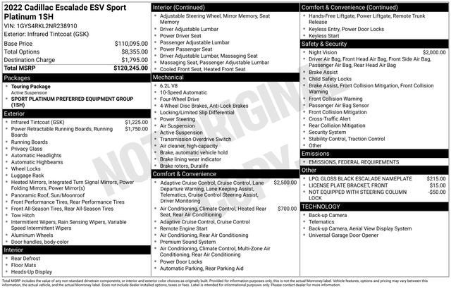 2022 Cadillac Escalade ESV Sport Platinum