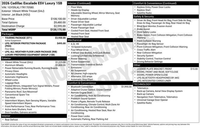2026 Cadillac Escalade ESV Luxury