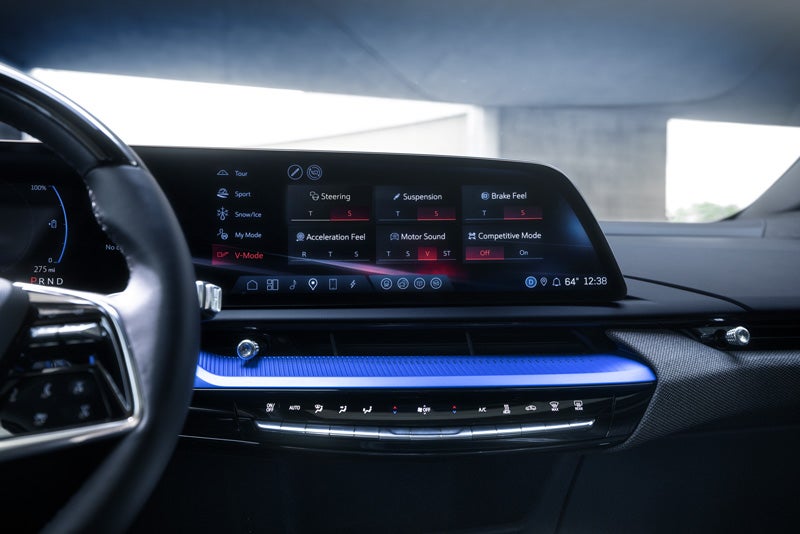 The 2026 OPTIQ-V Display Screen Displaying the V-Mode Settings | Palmen Cadillac in Kenosha WI