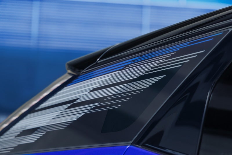 Close-up of the Modern Pattern on the 2026 OPTIQ-V Rear Quarter Glass | Palmen Cadillac in Kenosha WI